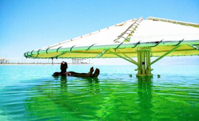 Floating in the Dead Sea, Israel